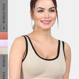 Amour Secret Pack Of 3 Lightly Padded Non-Wired Anti Odour Full Coverage Sports Bra-43