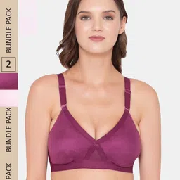 Souminie Pack Of 2 Full Coverage Non Padded Seamless Cotton Everyday Bra-picture-57