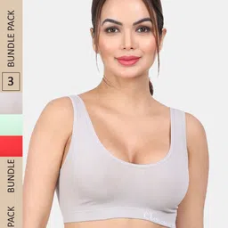 Amour Secret Pack Of 3 Non Padded Non-Wired Full Coverage Seamless Slip-On Bra-5