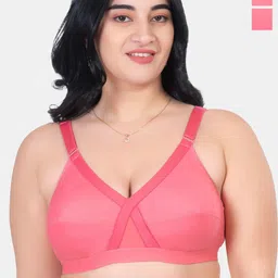 KOMLI Pack Of 2 Full Coverage Non Padded Pure Cotton Minimizer Bras With All Day Comfort-4