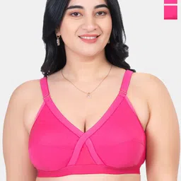 KOMLI Pack Of 2 Full Coverage Non Padded Pure Cotton Minimizer Bras With All Day Comfort-3