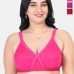 KOMLI Pack Of 3 Full Coverage Non Padded Pure Cotton Minimizer Bras With All Day Comfort-picture-50