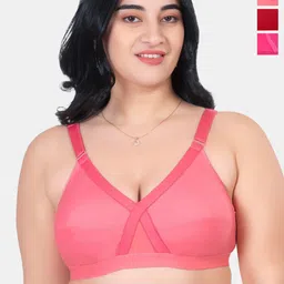 KOMLI Pack Of 3 Non Padded Full Coverage Cotton Minimizer Bra- All Day Comfort-picture-17