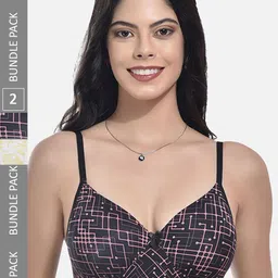 StyFun Pack OF 2 Geometric Printed Full Coverage All Day Comfort Cotton T-Shirt Bra-4