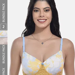StyFun Pack OF 2 Floral Printed Full Coverage All Day Comfort Cotton T-Shirt Bra-image-53