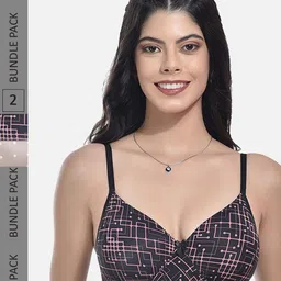 StyFun Pack Of 2 Polka Dot Full Coverage All Day Comfort Super Support Cotton T-Shirt Bra-1