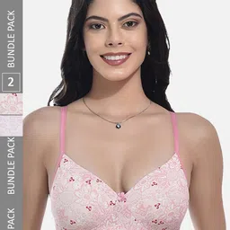 StyFun Pack Of 2 Floral Printed Full Coverage All Day Comfort Cotton T-Shirt Bra-picture-9