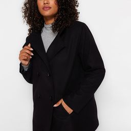 Trendyol Notched Lapel Collar Double-Breasted Longline Overcoat-image-59