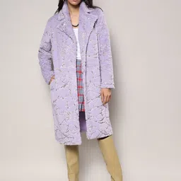 Campus Sutra Self Design Notched Lapel Single Breasted Longline Overcoat-3