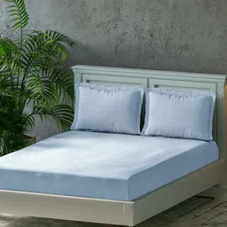 Trance Home Linen Blue 300 TC Cotton Flat King Bedsheets & 2 Pillow Covers-image-31