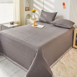 JC HOME Grey Printed Double King Bed Cover With 2 Pillow Covers-image-32