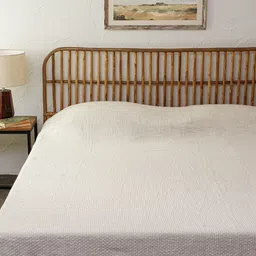 House This Vindhya Cream Woven Design Double Queen Cotton Bed Cover-image-35