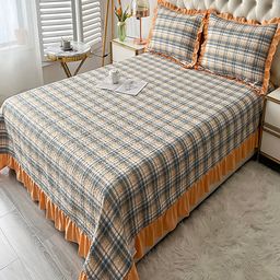 JC HOME Grey & White Self Design 162 GSM Bed Covers-15