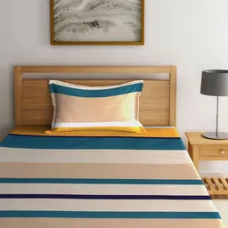 Innovative Edge Yellow 160 TC Single Bedsheet with 1 Pillow Covers-32
