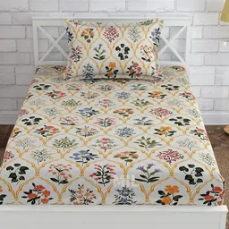 Innovative Edge Yellow 160 TC Single Bedsheet with 1 Pillow Covers-picture-31