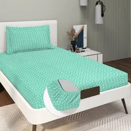 RD TREND Green 210 TC Single Bedsheet with 1 Pillow Covers-picture-17
