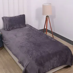 RD TREND Grey 210 TC Single Bedsheet with 1 Pillow Cover-image-20