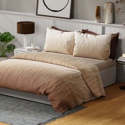 United Colors of Benetton Rainbow Brown Cotton 144 TC Queen Bedsheet with 2 Pillow Covers-image-52