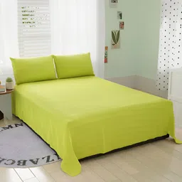 Bromwick Green Striped Cotton 210 TC Queen Bedsheet with 2 Pillow Covers 110 GSM-4