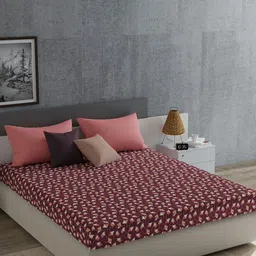 MYTRIDENT Brown Floral Cotton 120 TC Queen Bedsheet with 2 Pillow Covers-image-83