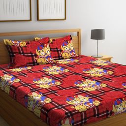 ROMEE Floral Printed 144 TC Microfiber Queen Bedsheet with 2 Pillow Covers-58