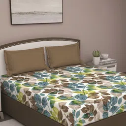 GM Multicoloured Floral 210 TC Queen Bedsheet with 2 Pillow Covers-image-22
