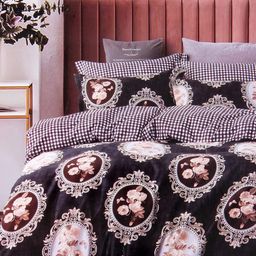 Bajo's Black & White Floral 300 TC Cotton Queen Bedsheet with 2 Pillow Covers-image-48