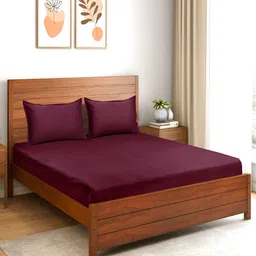 Saral Home Maroon Cotton 210 TC Queen Bedsheet with 2 Pillow Covers-image-13