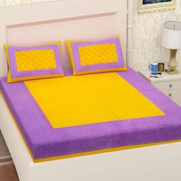 UBANIA COLLECTION Yellow Ethnic Motifs 144 TC Queen Bedsheet Set-image-24