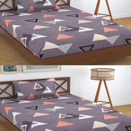 Aura Dreams Purple 130 GSM Geometric 180 TC 2 Single Bedsheet with 2 Pillow Covers-2