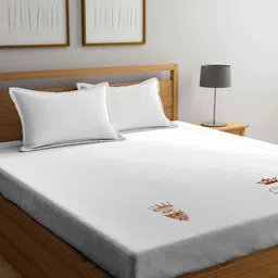 DECOREALM White Printed 300 TC 1 King Bedsheet with 2 Pillow Covers-picture-40