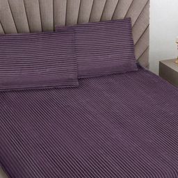 FABINALIV Purple 300 TC King Size Fitted Double Bedsheet With 2 Pillow Covers-image-10
