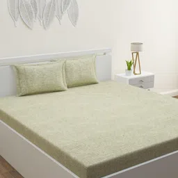 HAPPY HUES Green 180 TC King Bedsheet with 2 Pillow Covers-image-90