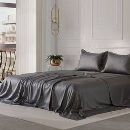 Stoa Paris Date Night Grey 300 TC King Bedsheet with 2 Pillow Covers-picture-21