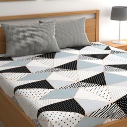 CHHAVI INDIA Black & White Ultra Soft 210 TC King Bedsheet with 2 Pillow Covers-22