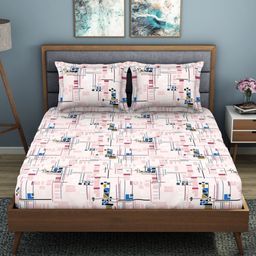 Welspun Pink & Blue 200 TC King Bedsheet with 2 Pillow Covers 1071550-BLUSH-image-39