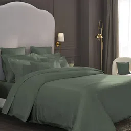 MYTRIDENT Green 600 TC King Bedsheet with 4 Pillow Covers-image-59