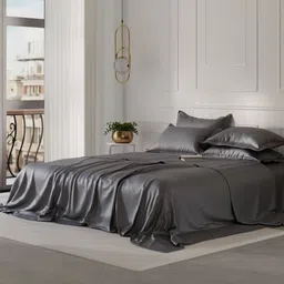 Stoa Paris Date Night Grey 300 TC King Bedsheet with 4 Pillow Covers-picture-24