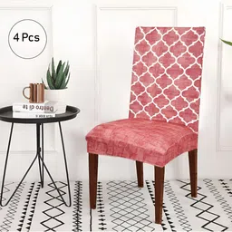 ohello Red 4 Pieces Printed Breathable Elasticated Fitted Chair Covers-19