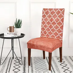 ohello 6 Pieces Orange-Coloured Printed Elasticated Fitted Chair Covers-image-44