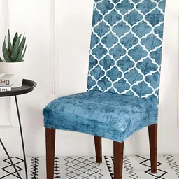 ohello 6 Pieces Turquoise Blue Printed Elasticated Fitted Chair Covers-image-43