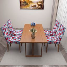 DREAM CARE White & Blue 4 Pieces Printed Chair Covers-image-101