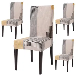 HOKIPO 4 Pieces Printed Stretchable Table Chair Covers-12