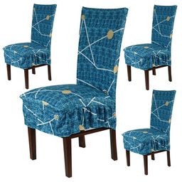 HOKIPO 4 Pieces Printed Frill Stretchable Chair Covers-image-81