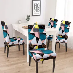 Cortina Pink & White 4 Pieces Printed Super Stretchable Chair Covers-16