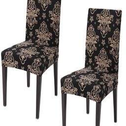 HOKIPO Black 2 Pieces Printed Stretchable Chair Covers-67