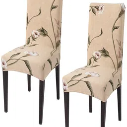 HOKIPO Brown 2 Pieces Printed Stretchable Chair Covers-image-64