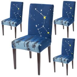 HOKIPO Navy Blue & White 4 Pieces Printed Stretchable Chair Covers-image-23
