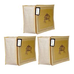 Home Fresh Set of 3 Golden Printed Saree Organisers-5