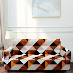 Aura Yellow & White Printed 3-Seater Non-Slip Sofa Cover-image-61